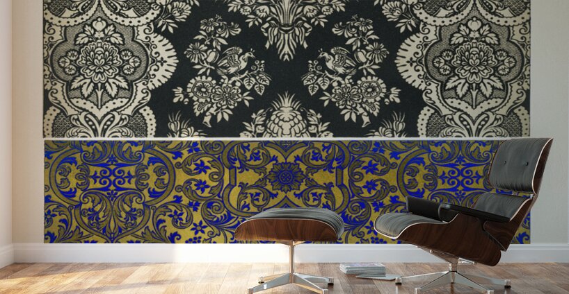 17th Century pattern. 1888 edition Lornement Polychrome by Albert Racine 1825–1893. Wall Murals