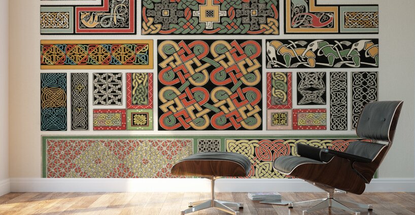 Celtic pattern. 1888 edition Lornement Polychrome by Albert Racine 1825–1893. Wall Murals