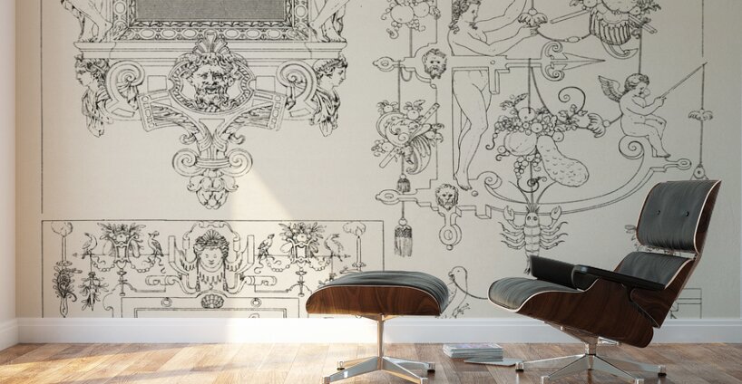 Ancient pattern. 1888 edition Lornement Polychrome by Albert Racine 1825–1893. Wall Murals