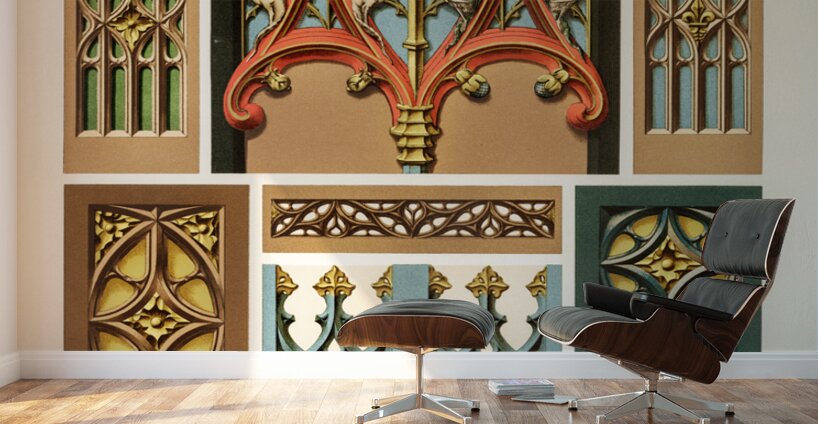 Medieval pattern. 1888 edition Lornement Polychrome by Albert Racine 1825–1893. Wall Murals
