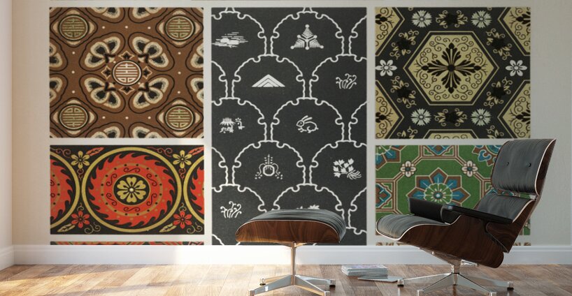 Japanese pattern. 1888 edition Lornement Polychrome by Albert Racine 1825–1893. Wall Murals
