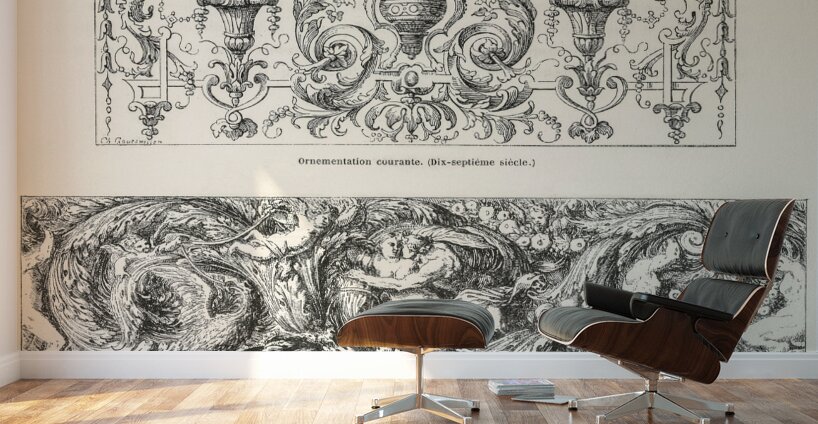 17th-century ornamental designs. 1888 edition Lornement Polychrome by Albert Racine 1825–1893. Wall Murals