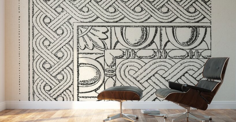 Interlaced pattern. 1888 edition Lornement Polychrome by Albert Racine 1825–1893. Wall Murals