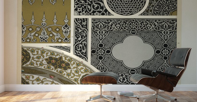 Persian pattern. 1888 edition Lornement Polychrome by Albert Racine 1825–1893. Wall Murals