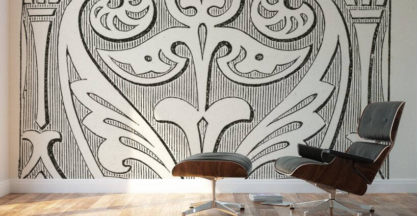 Arabic feather design. 1888 edition Lornement Polychrome by Albert Racine 1825–1893. Wall Murals