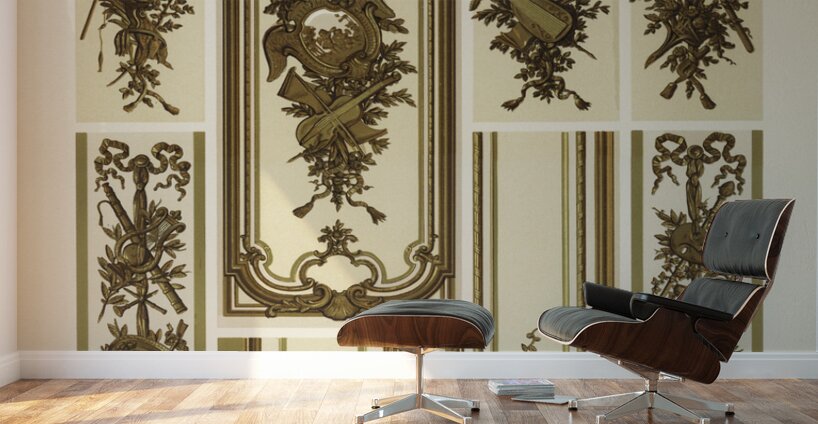 18th Century pattern. 1888 edition Lornement Polychrome by Albert Racine 1825–1893. Wall Murals