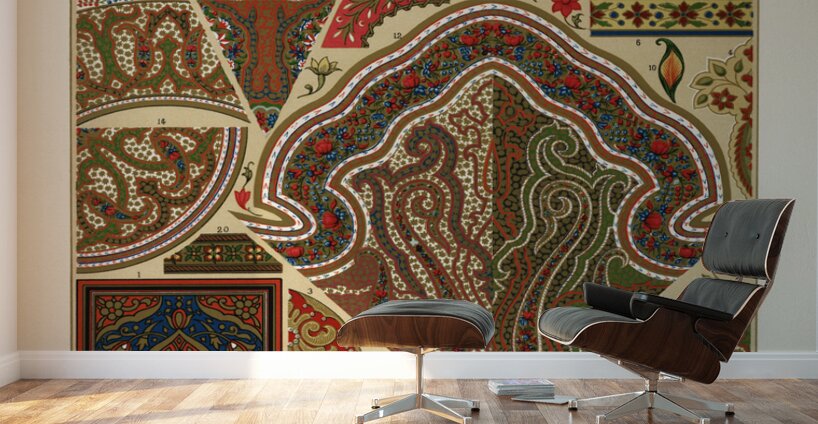 Indian pattern. 1888 edition Lornement Polychrome by Albert Racine 1825–1893. Wall Murals