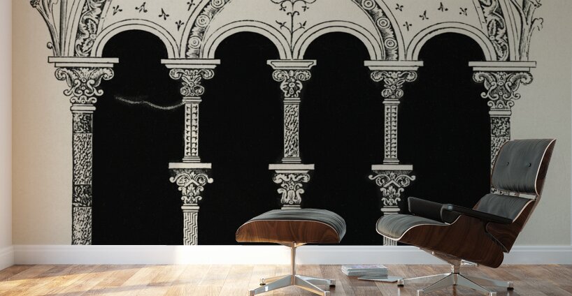 Ancient architecture Illustration. 1888 edition Lornement Polychrome by Albert Racine 1825–1893. Wall Murals