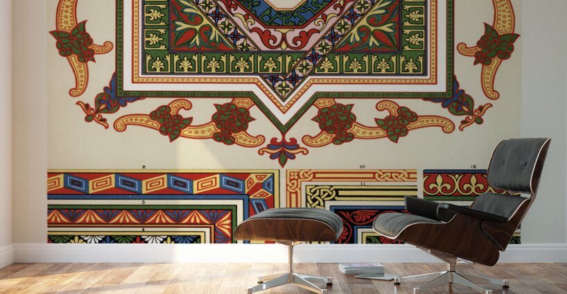 Byzantine pattern. 1888 edition Lornement Polychrome by Albert Racine 1825–1893. Wall Murals