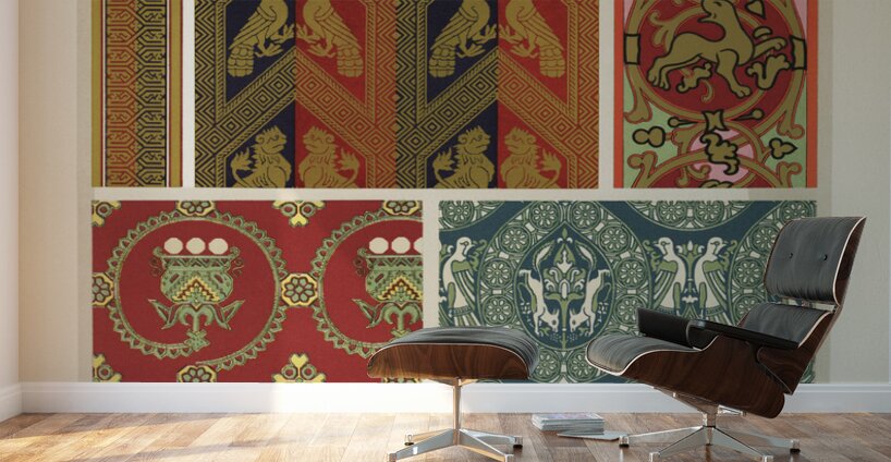 Middle-Ages pattern. 1888 edition Lornement Polychrome by Albert Racine 1825–1893. Wall Murals