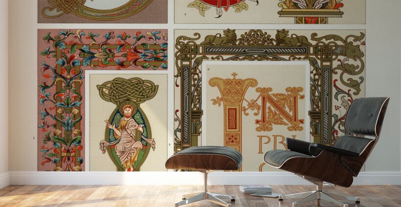 Middle-Ages pattern. 1888 edition Lornement Polychrome by Albert Racine 1825–1893. Wall Murals