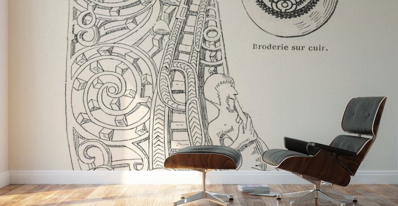 Canoe decorative element. 1888 edition Lornement Polychrome by Albert Racine 1825–1893. Wall Murals