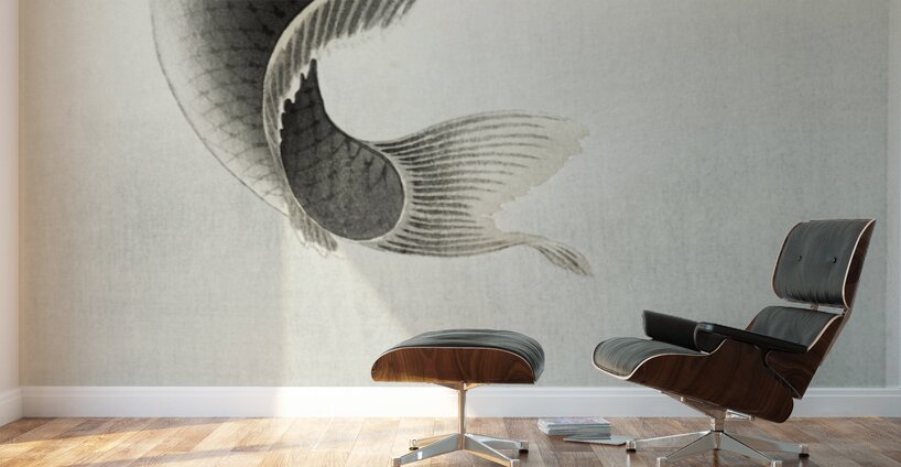 Leaping carp 1900 - 1930 by Ohara Koson 1877-1945. Wall Murals