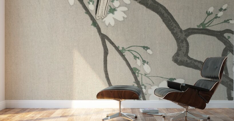 Tits on Cherry Branch 1900-1910 by Ohara Koson 1877-1945 Wall Murals