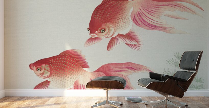 Two veil goldfish 1926 by Ohara Koson 1877-1945. Wall Murals