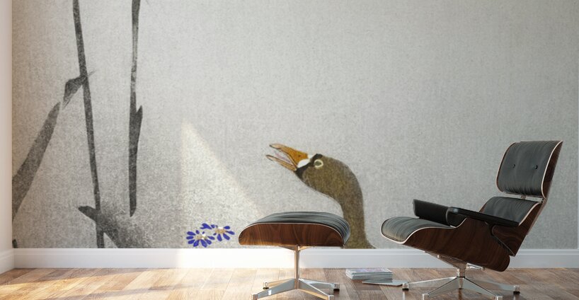 Goose at full moon 1900 - 1936 by Ohara Koson 1877-1945. Wall Murals