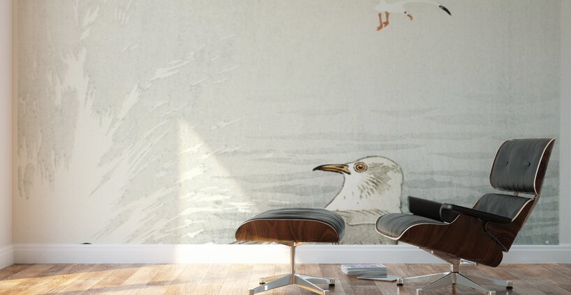 Gull on rock 1900 - 1910 by Ohara Koson 1877-1945. Wall Murals