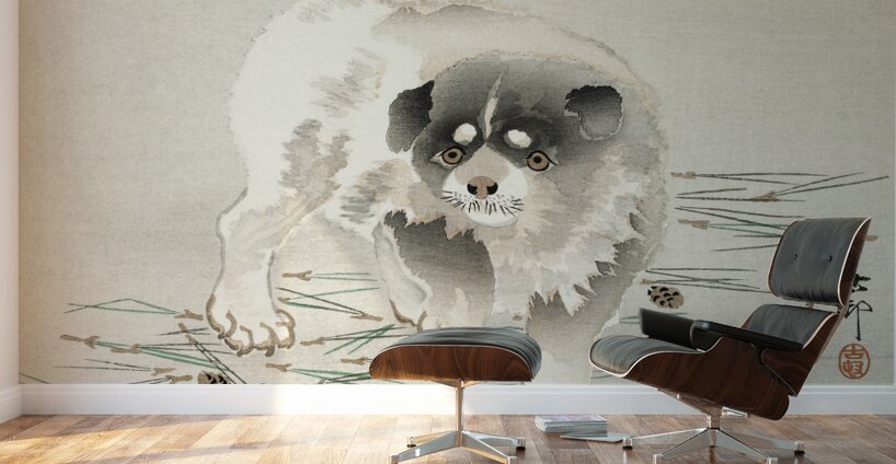 Young dog 1900 - 1930 by Ohara Koson 1877-1945. Wall Murals
