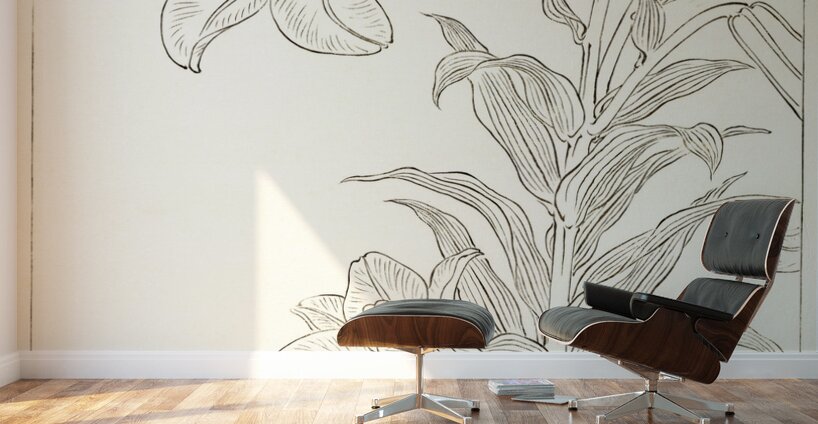 Rabbit at full moon 1900 - 1930 by Ohara Koson 1877-1945. Wall Murals