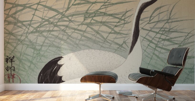 Two cranes 1925 - 1936 by Ohara Koson 1877-1945. Wall Murals