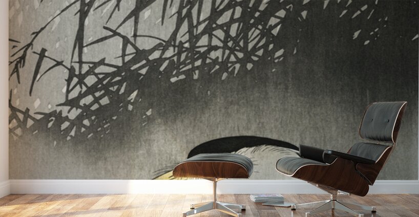 Heron at new moon 1900 - 1910 by Ohara Koson 1877-1945. Wall Murals