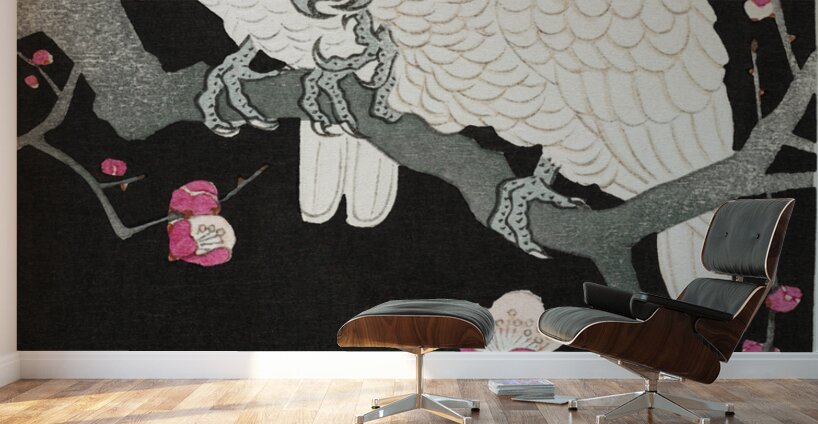 Two cockatoo and plum blossom 1925 - 1936 by Ohara Koson 1877-1945. Wall Murals