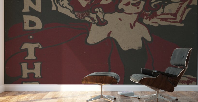 Poster shows Father Time with a young woman 1895 print by Ethel Reed. Wall Murals