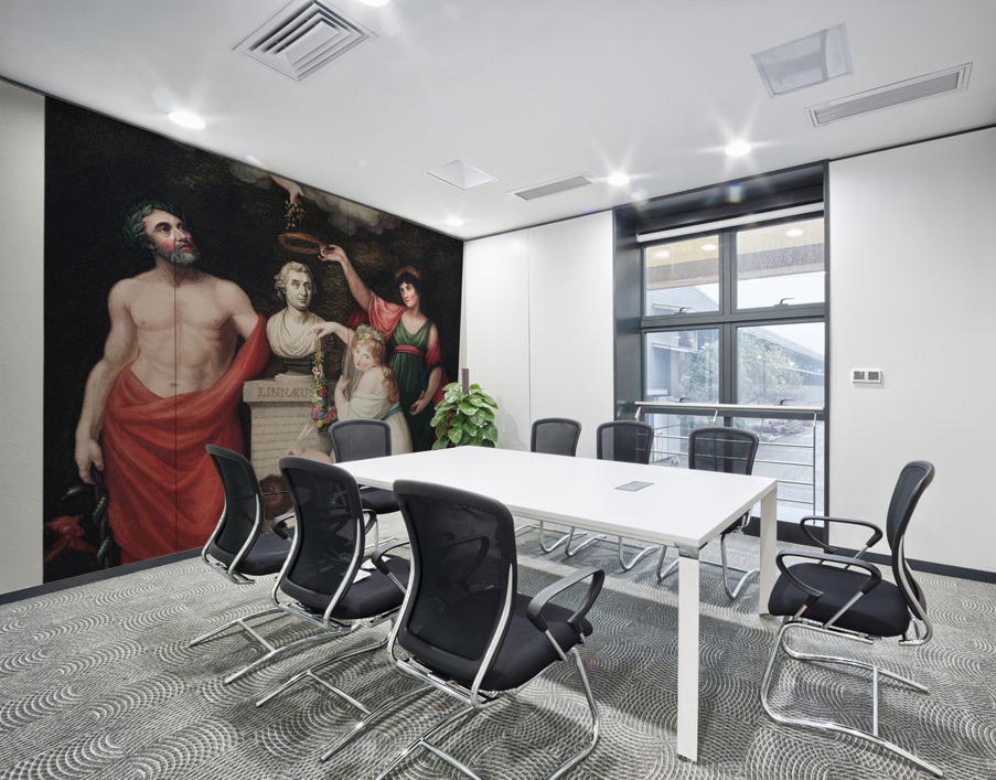 Flora Aesculapius Ceres with Cupid Honoring the Bust of Linnaeus Wall Printing