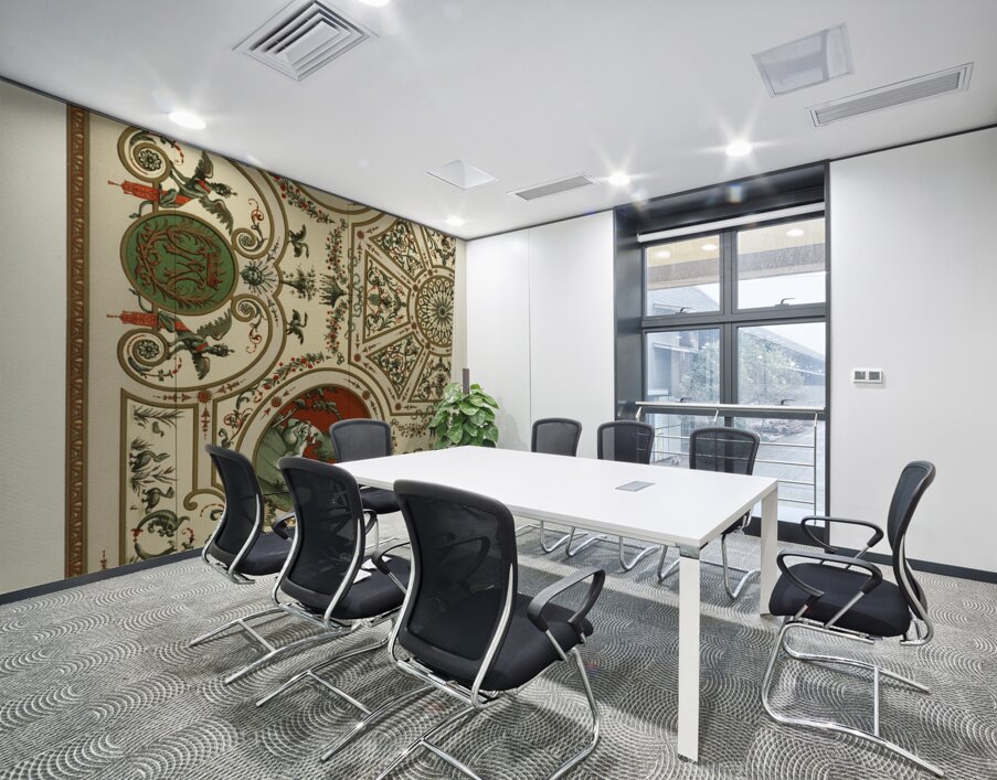 18th Century pattern. 1888 edition Lornement Polychrome by Albert Racine 1825–1893. Wall Printing