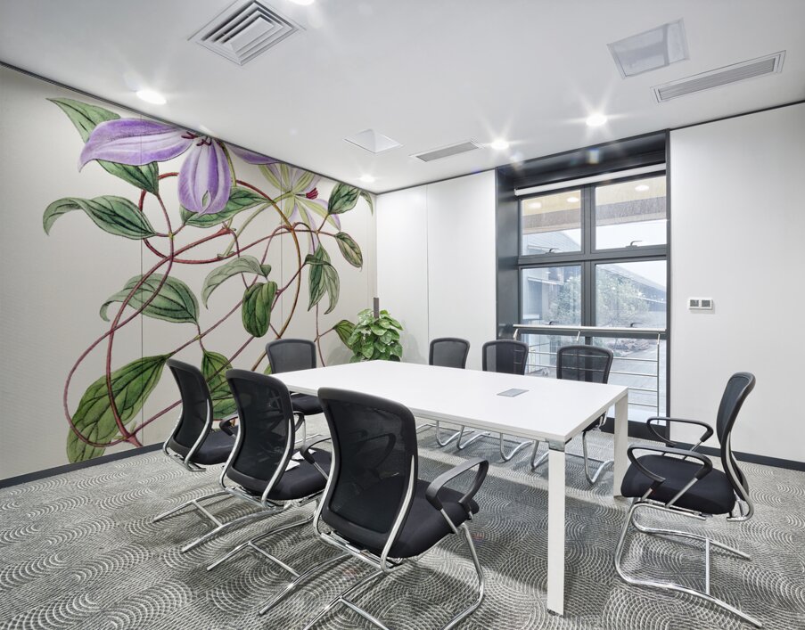 Violet clematis flower from Edwards Botanical Register 1829-1847  by Sydenham Edwards John Lindley and James Ridgway. Wall Printing