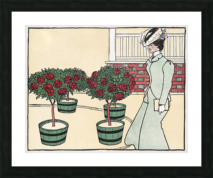 Woman in rose garden 1896  by Edward Penfield Picture Frame print