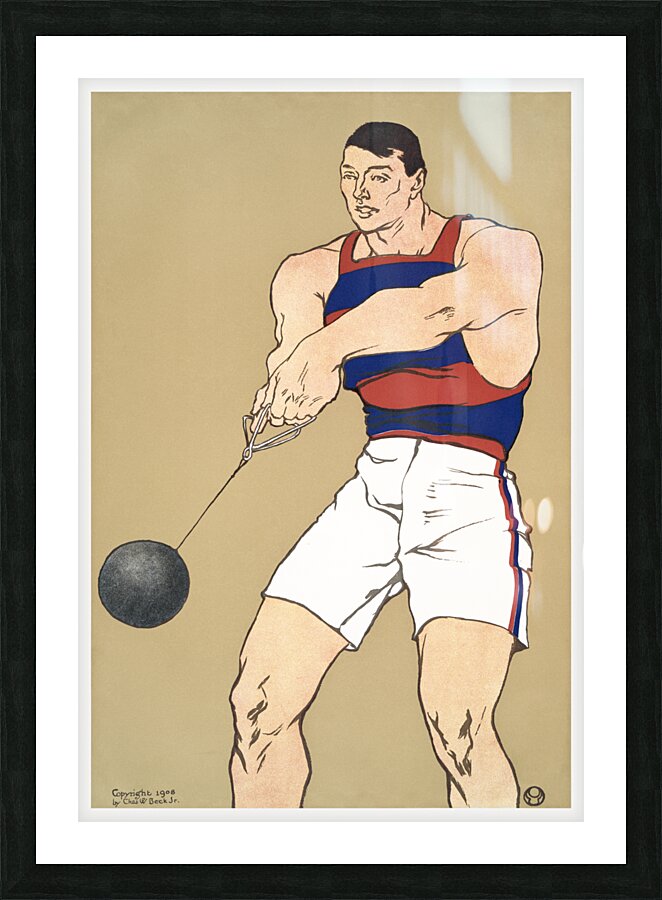 Hammer throw 1908 by Edward Penfield Picture Frame print