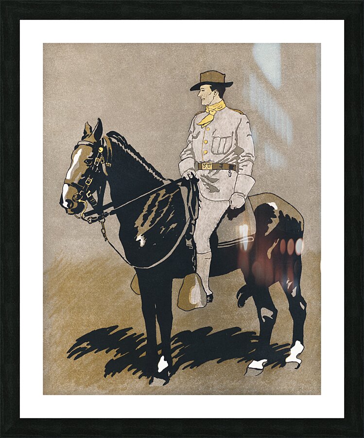 Soldier riding a horse 1898 by Edward Penfield Picture Frame print