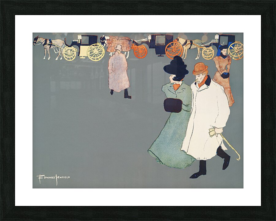 Man and woman on street ca. 1890-1907 by Edward Penfield Picture Frame print