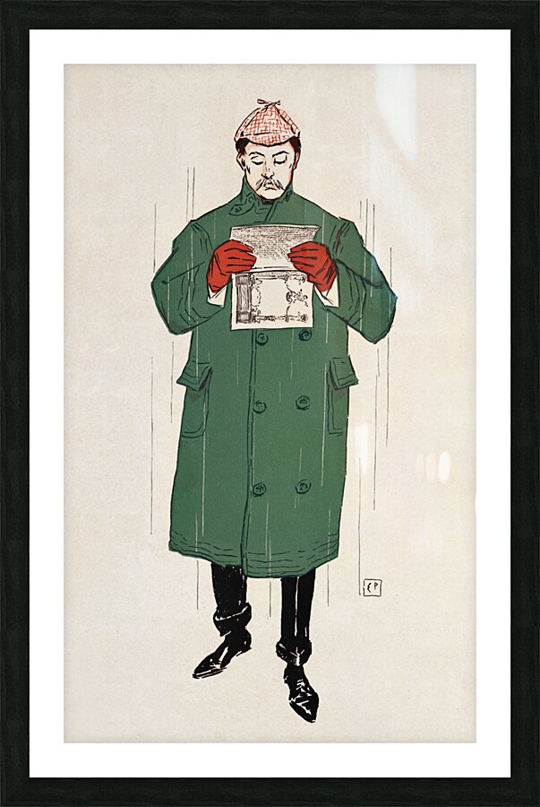 Man reading book 1893 by Edward Penfield Picture Frame print