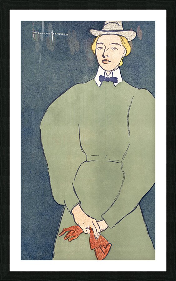 Woman holding gloves 1896 by Edward Penfield Picture Frame print