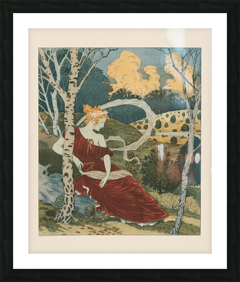 Dans Les Bois ca. 1899 Illustration by Eugène Samuel Grasset Picture Frame print