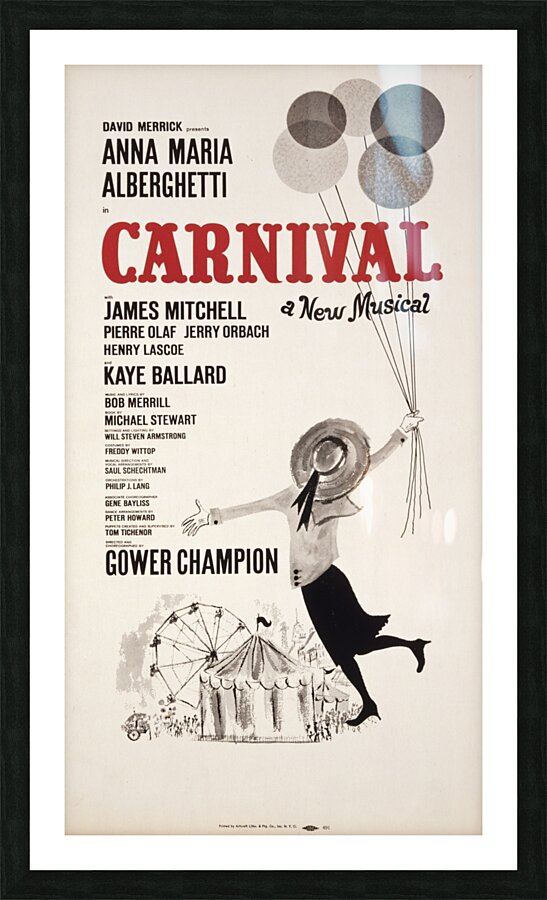 Carnival 1961 American 1905–1970 Artcraft Lithograph Poster Picture Frame print