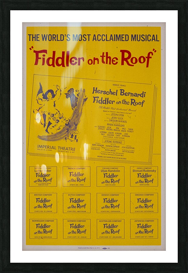 Fiddler on the Roof 1967 1905–1970 Artcraft Lithograph Poster Picture Frame print