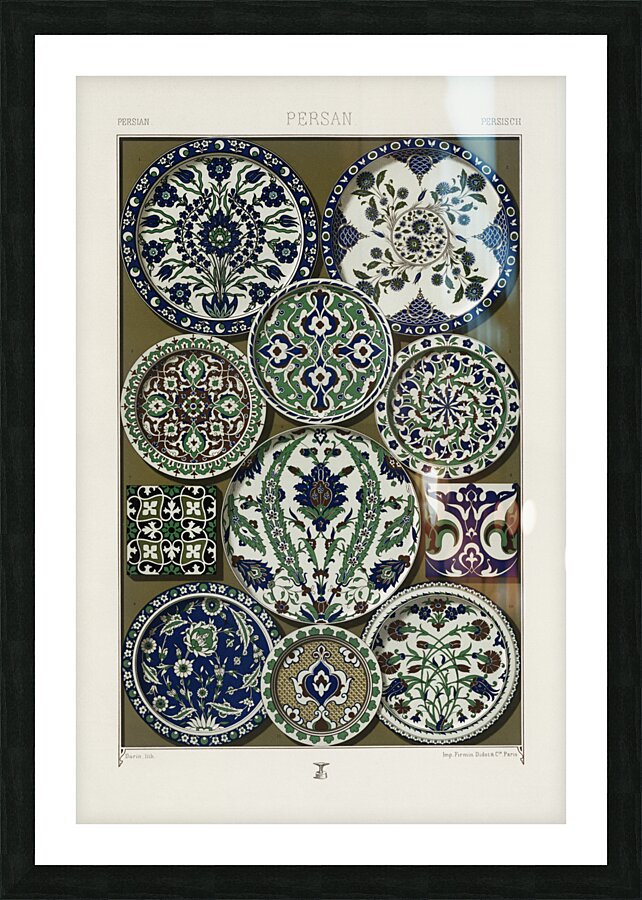 Persian pattern Lornement Polychrome 1888 by Albert Racinet 1825-1893. 1888 edition. Picture Frame print