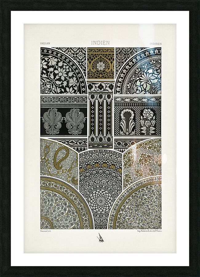 Indian pattern. 1888 edition Lornement Polychrome by Albert Racine 1825–1893. Picture Frame print