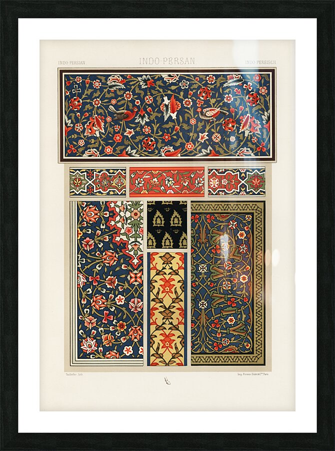 Indo-Persian pattern. 1888 edition Lornement Polychrome by Albert Racine 1825–1893. Picture Frame print