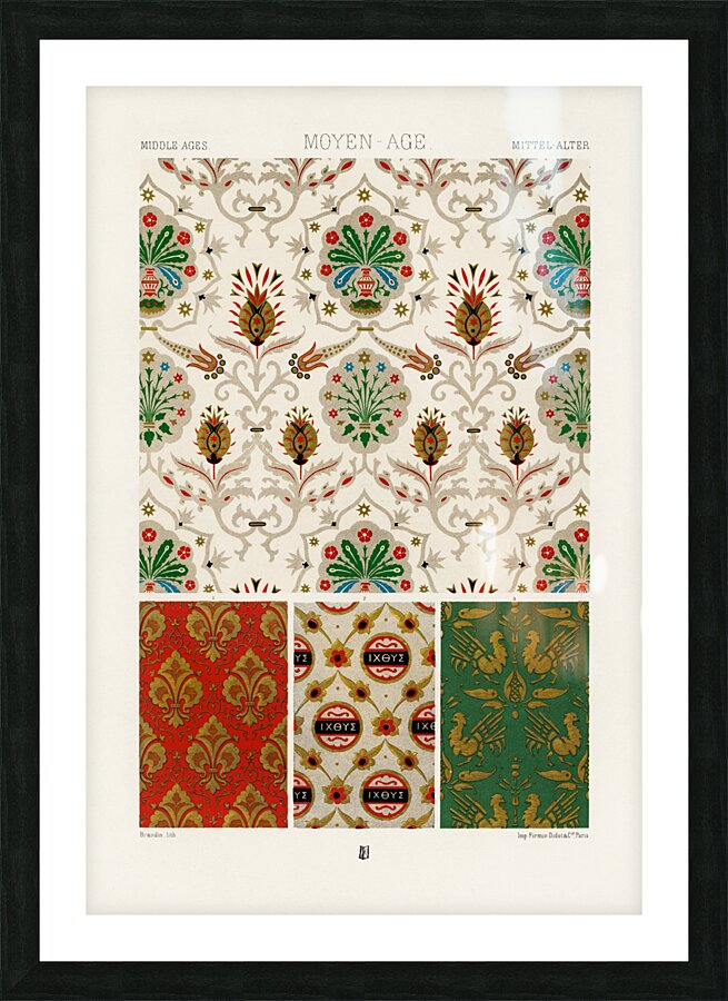 Middle-Ages pattern. 1888 edition Lornement Polychrome by Albert Racine 1825–1893. Picture Frame print