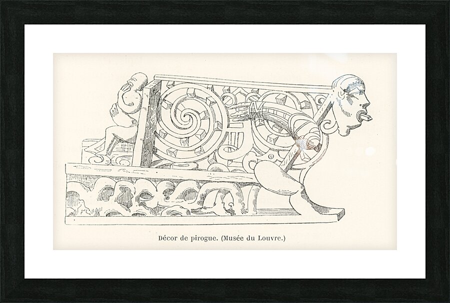 Canoe decorative designs. 1888 edition Lornement Polychrome by Albert Racine 1825–1893. Picture Frame print