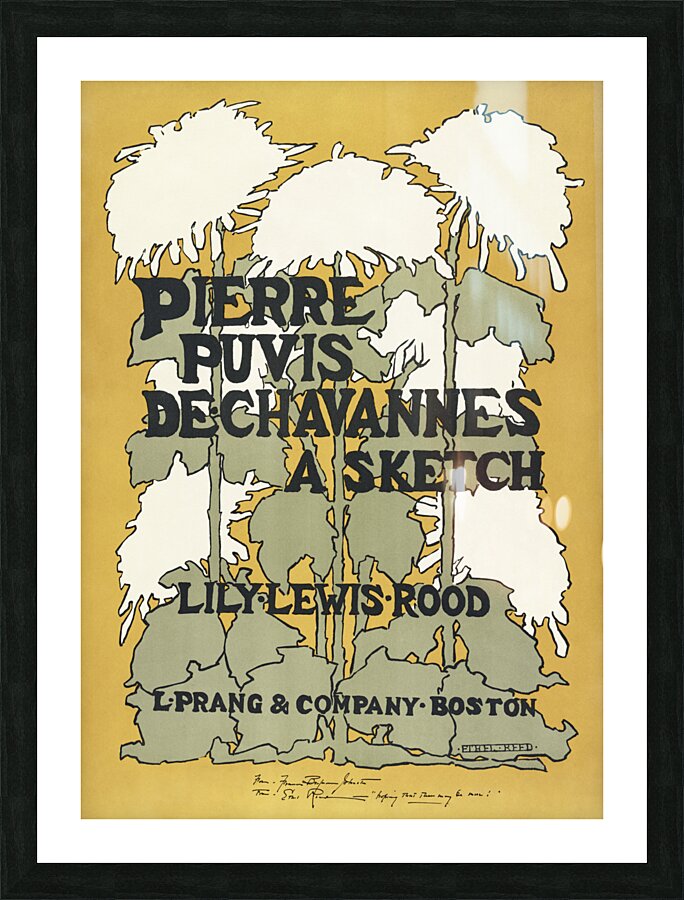 Pierre Puvis De chavannes a sketch Lily Lewis Rood 1895 book cover of flowers in art nouveau style by Ethel Reed .  Picture Frame print