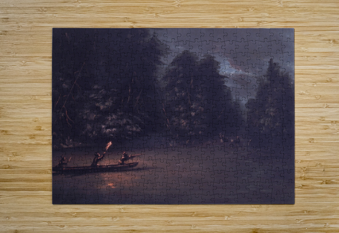 Deer Hunting By Torchlight In Bark Canoes 1846-1848 IStockHistory com Puzzle printing