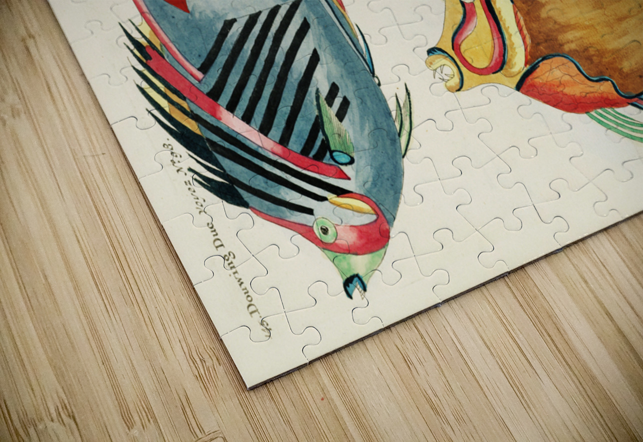 Colourful and surreal illustrations of fishes found in Moluccas Indonesia and the East Indies by Louis Renard 1678 -1746 from Histoire naturelle des plus rares curiositez de la mer des Indes 1754. IStockHistory com Puzzle