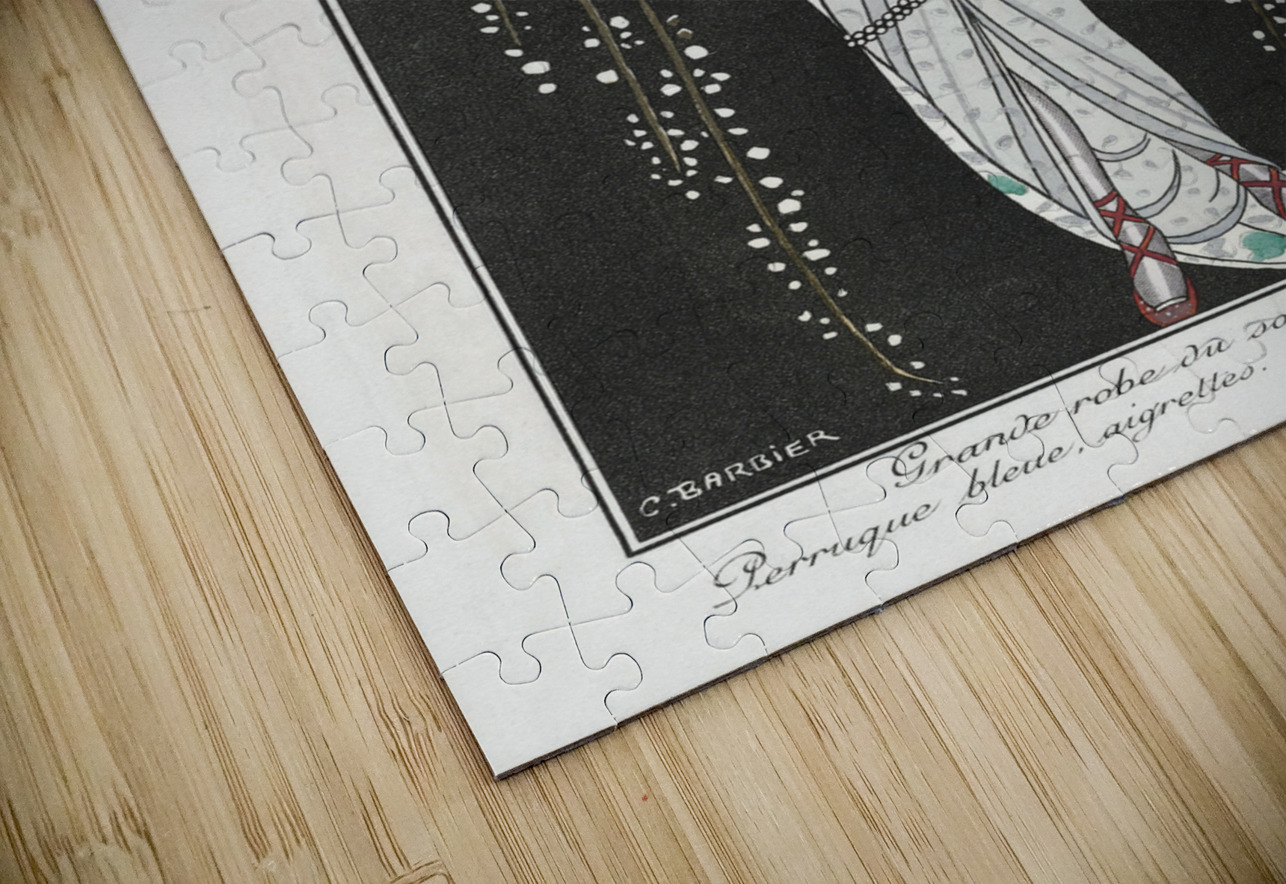 Costumes Parisiens: Grande robe du soir from Journal des Dames et des Modes 1914 fashion illustration  by George Barbier.  IStockHistory com Puzzle