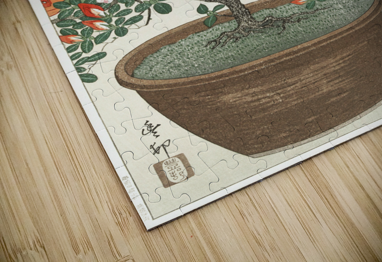 Blooming azalea in brown pot 1920 - 1930 by Ohara Koson 1877-1945. IStockHistory com Puzzle