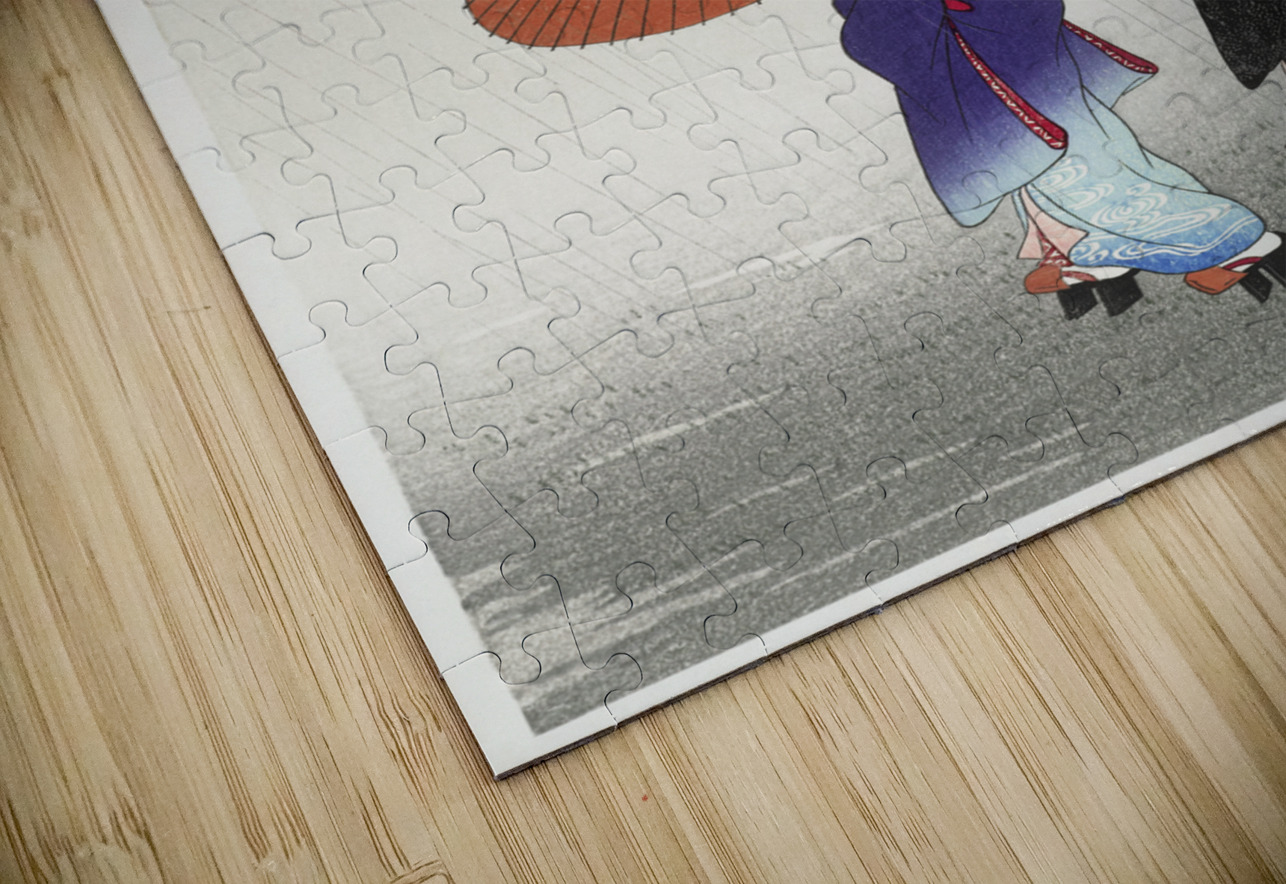 Two women in the rain 1925 - 1936 by Ohara Koson 1877-1945. IStockHistory com Puzzle